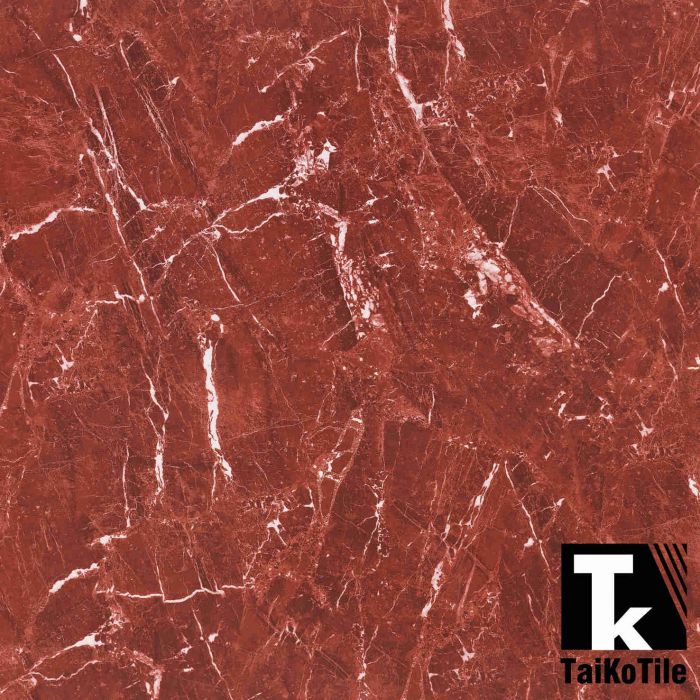 Taiko Tile Glazed Marble Scarlet Modern, Red Floor Tiles For Bathroom